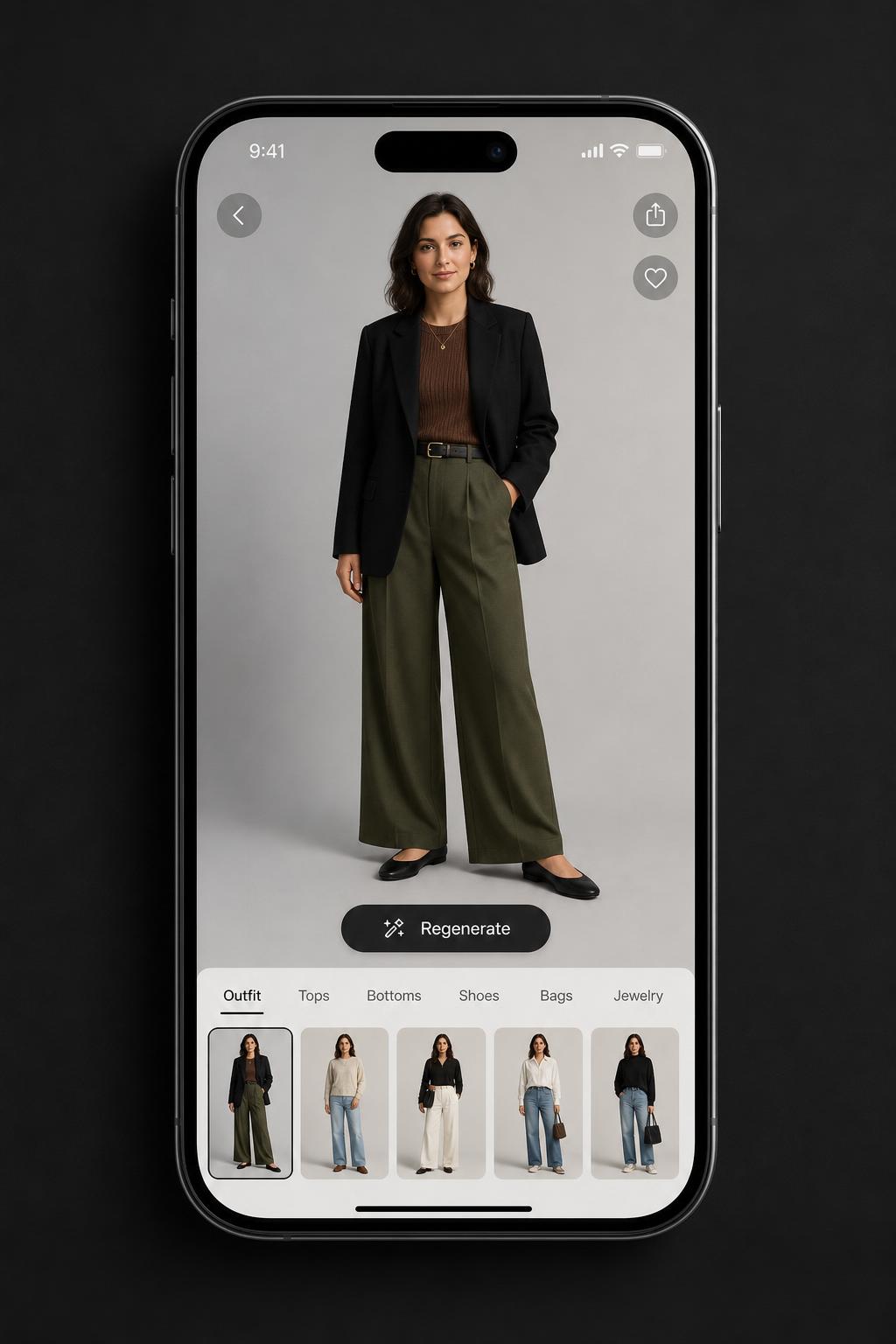 Drezzl avatar wearing a generated outfit