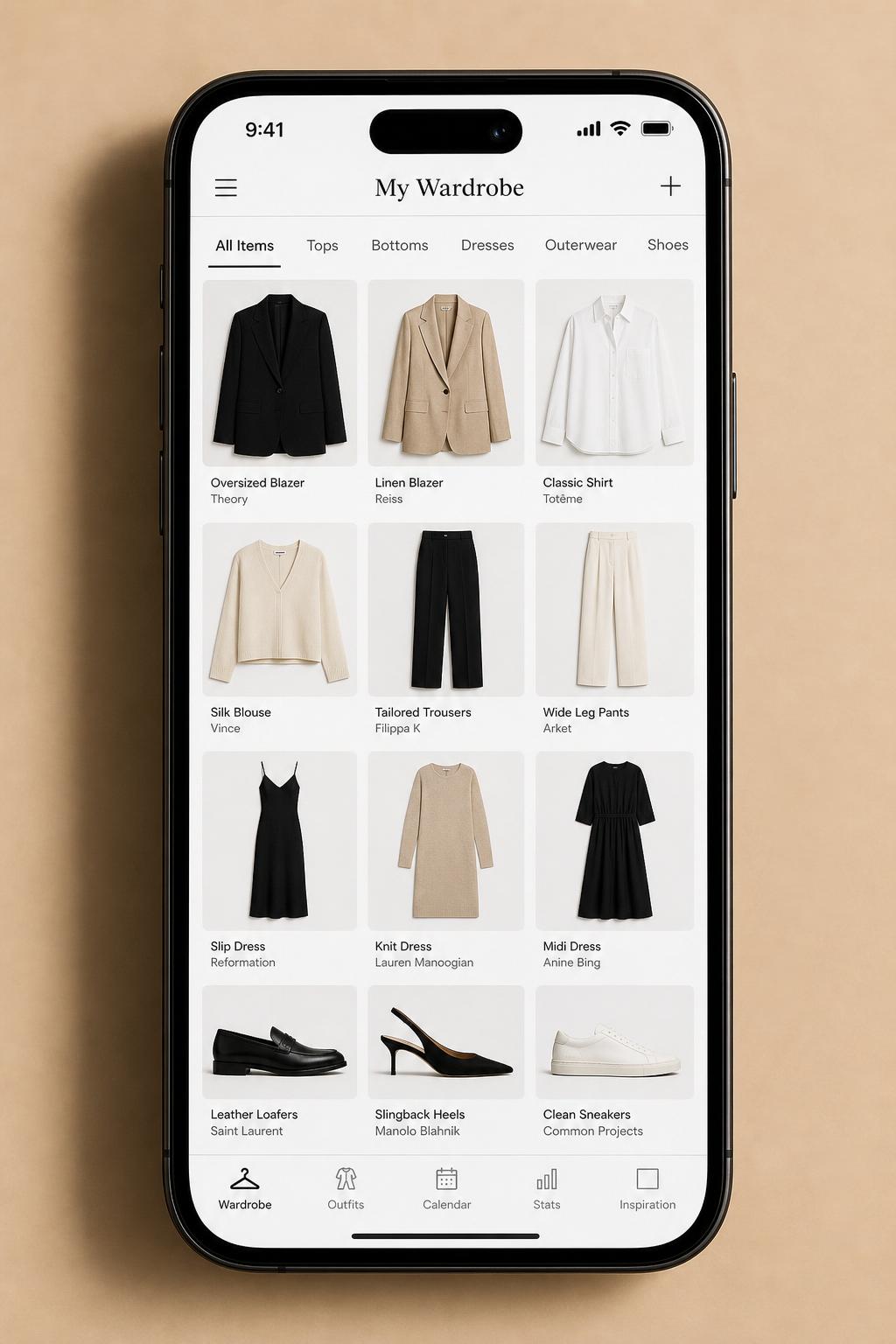 Drezzl app showing a grid of clothing items like an online shop